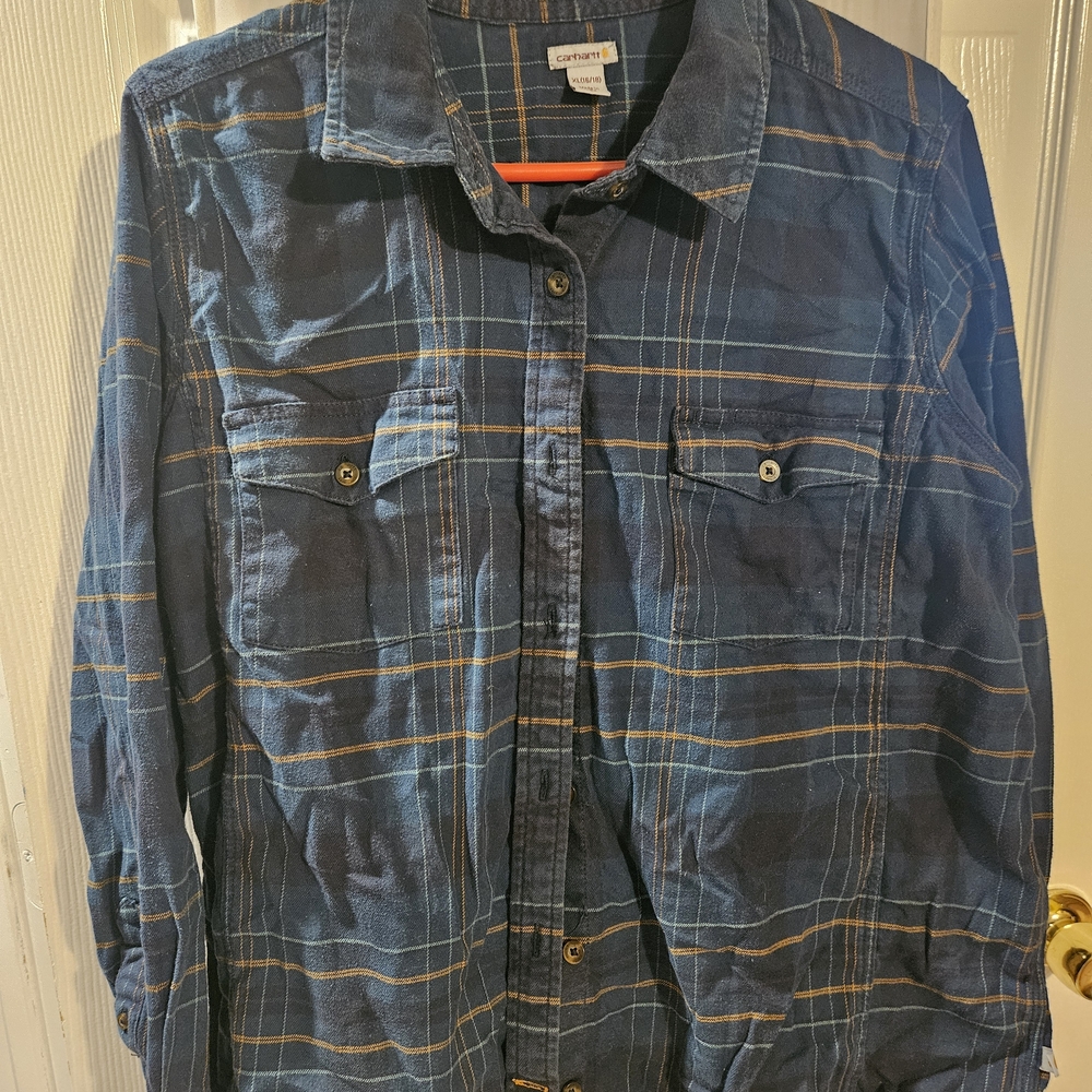 Carthart Men's Navy Plaid Shirt Jacket